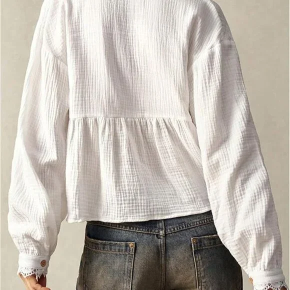 π€ Boho Lace Cropped Blouse | Size S | NWT - Picture 4 of 5